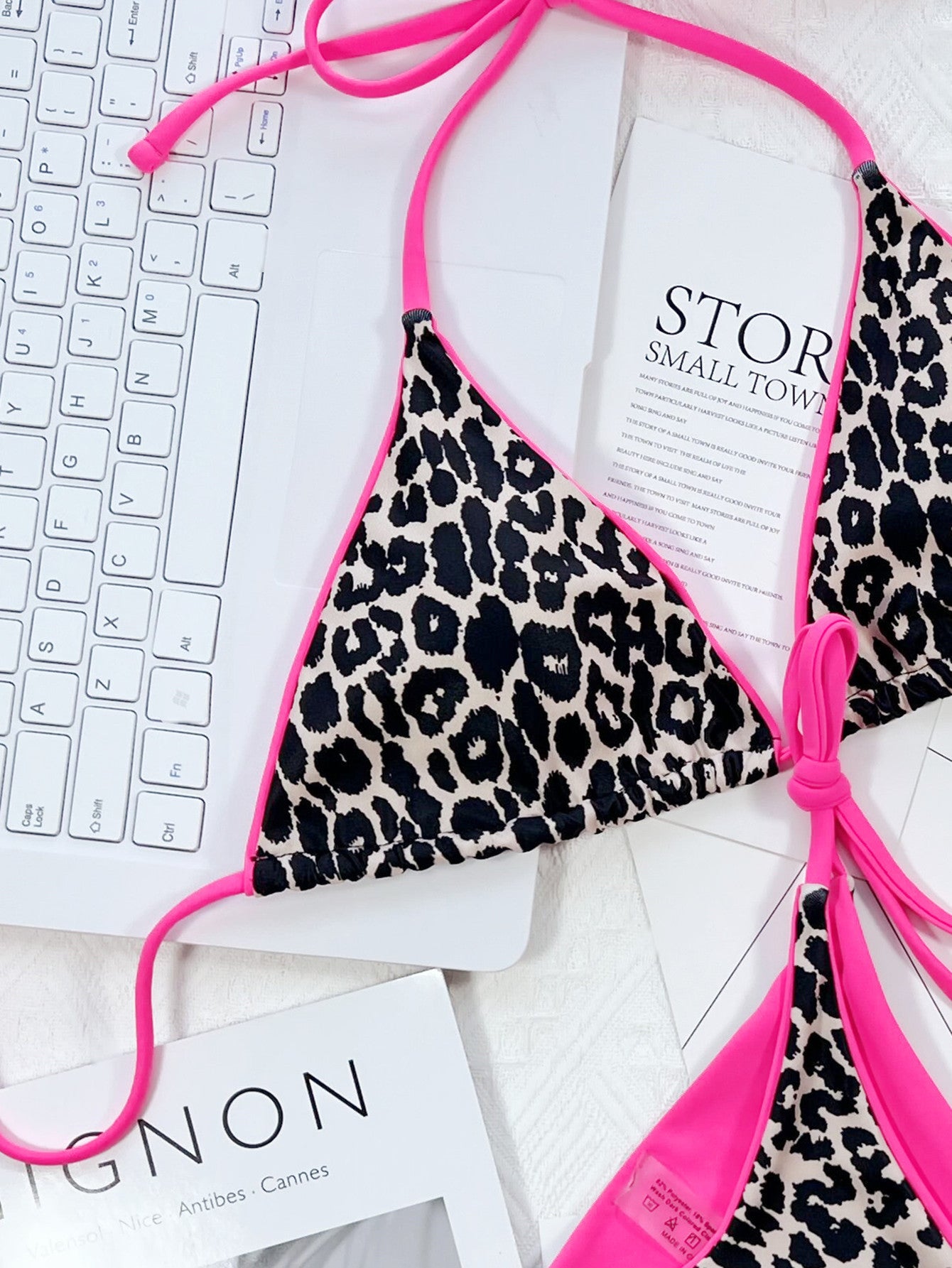 Leopard Print Halter Neck Tie Side Bikini Set - Be Bliss Boutique