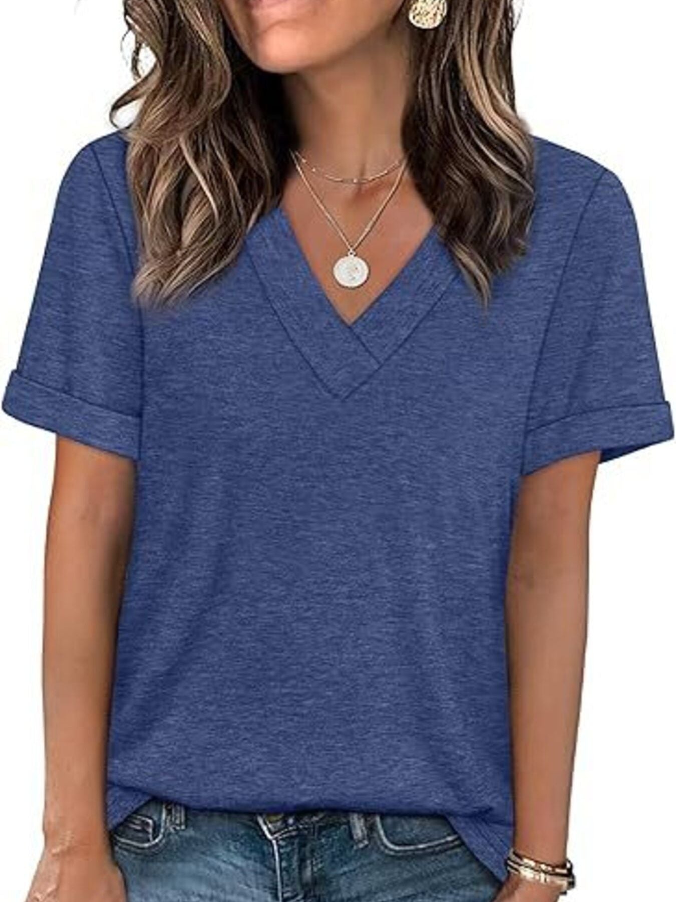 Casual V Neck Short Sleeve T Shirt - Be Bliss Boutique