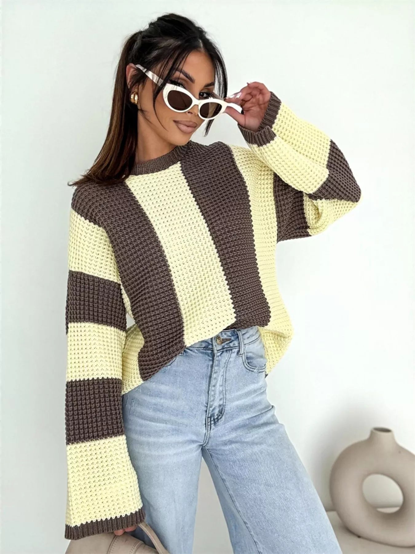 Color Block Long Sleeve Sweater -  Be Bliss Boutique