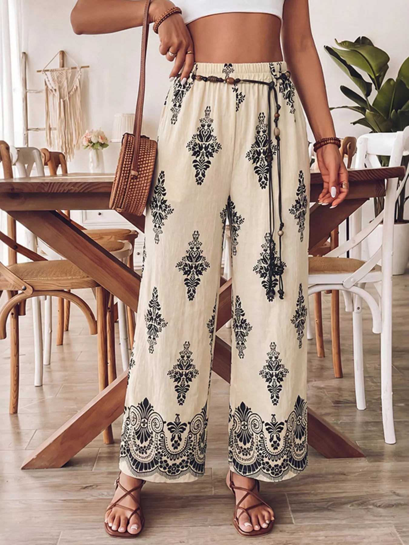 Boho Print Wide Leg Pants - Be Bliss Boutique