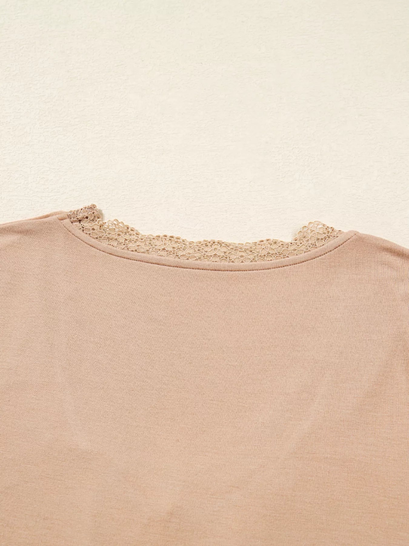 Lace-Trimmed Ruched Detail Long Sleeve T-Shirt - Be Bliss Boutique