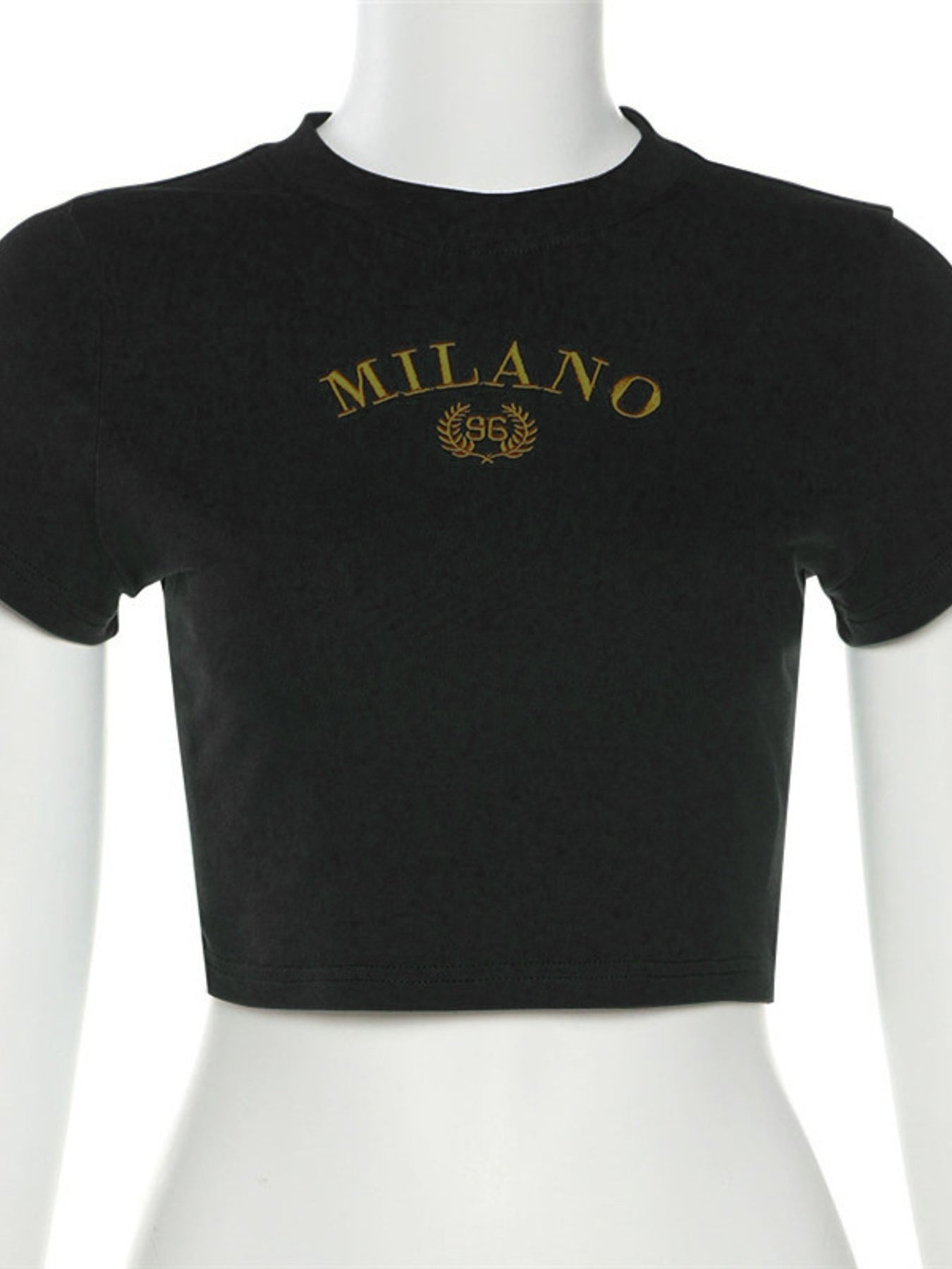 Milano Embroidered Cropped T Shirt - Be Bliss Boutique