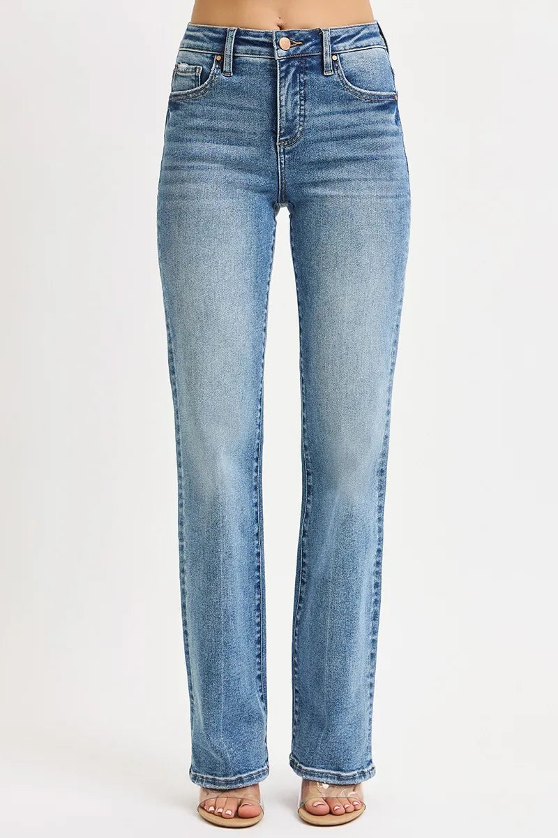 RISEN Full Size Tummy Control High Rise Straight Jeans Plus Size -  Be Bliss Boutique