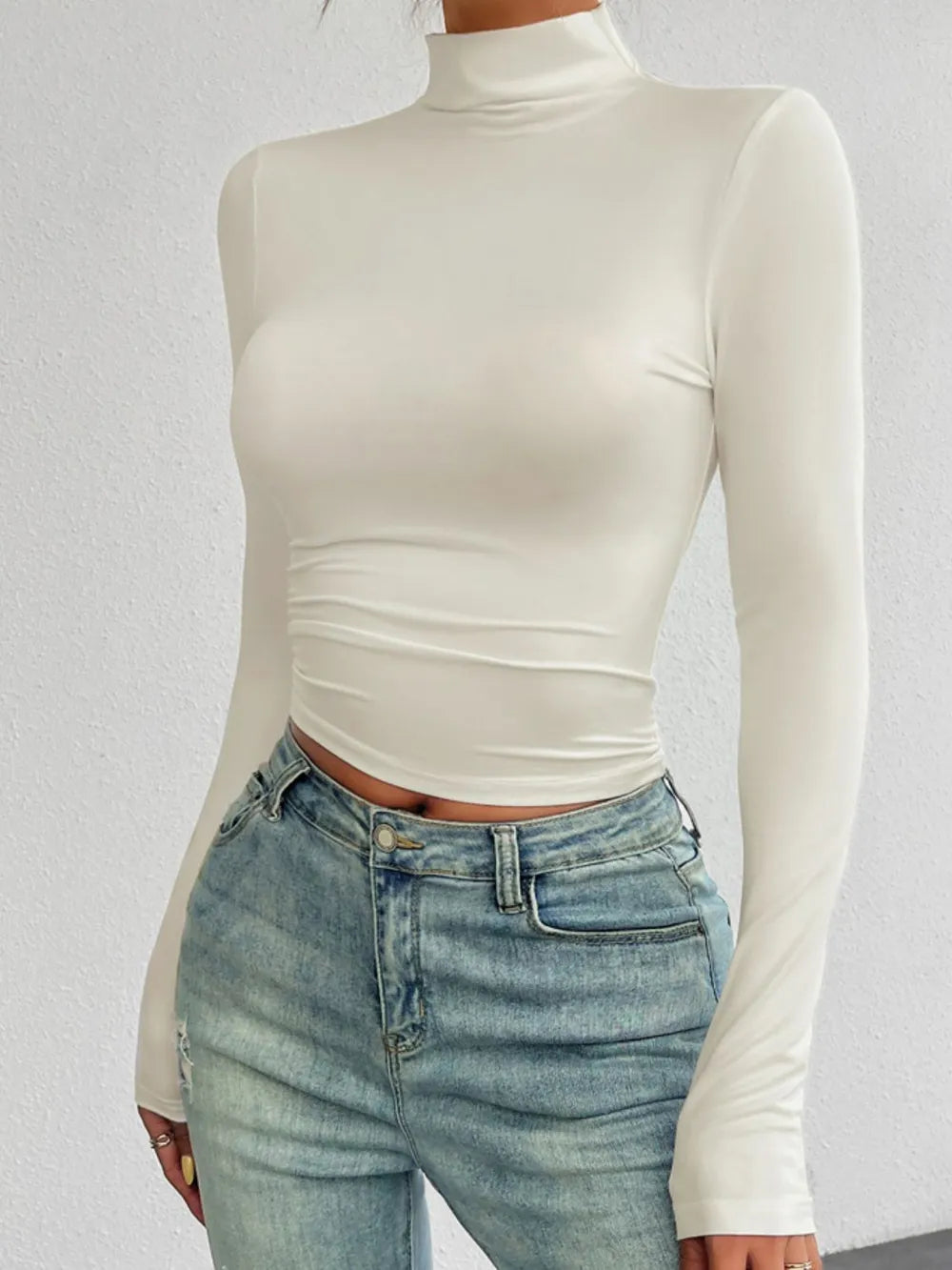 Devine Mock Neck Long Sleeve T-Shirt - Be Bliss Boutique