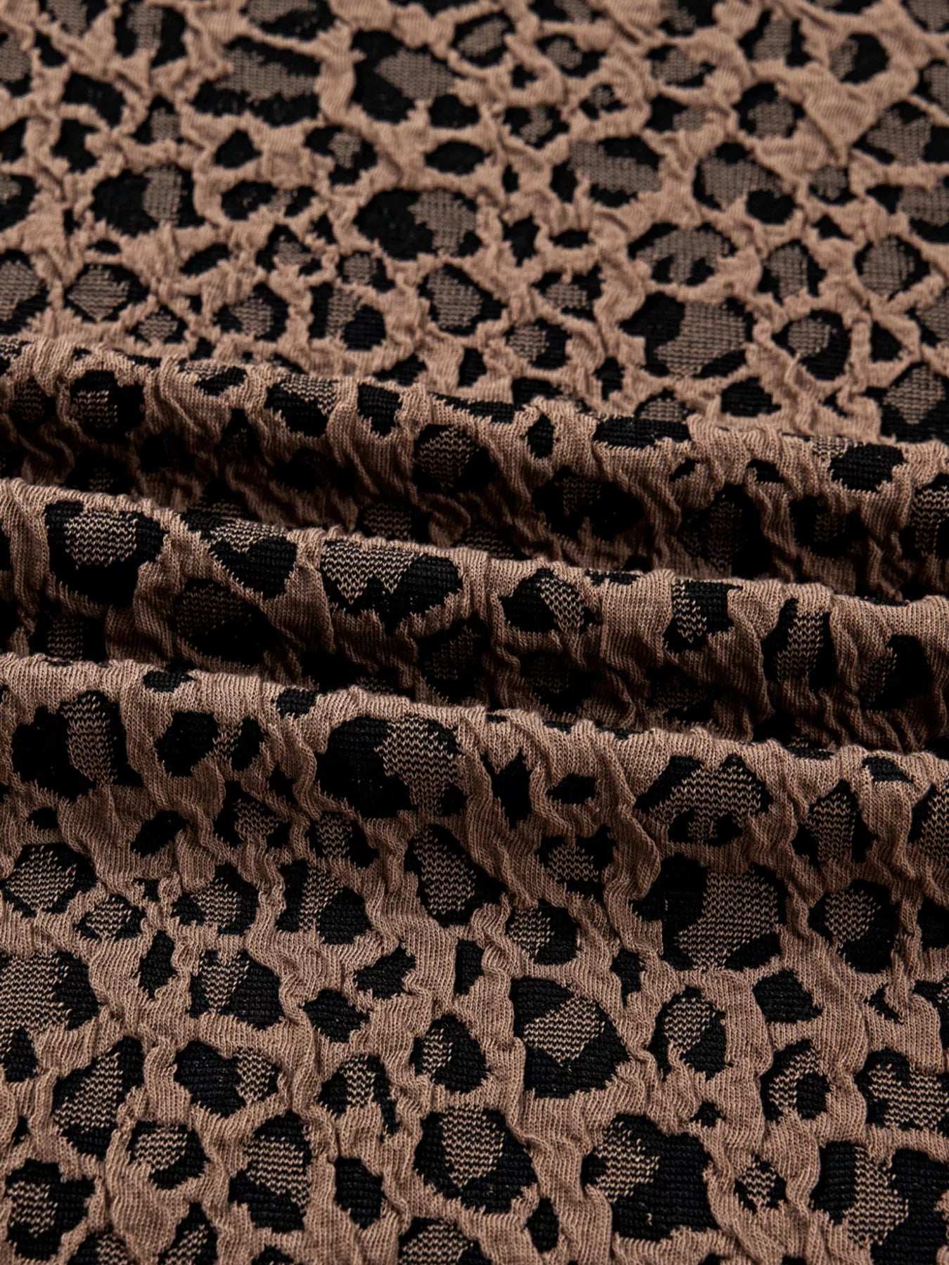 Ribbed Trim Leopard Print Long Sleeve Top - Be Bliss Boutique