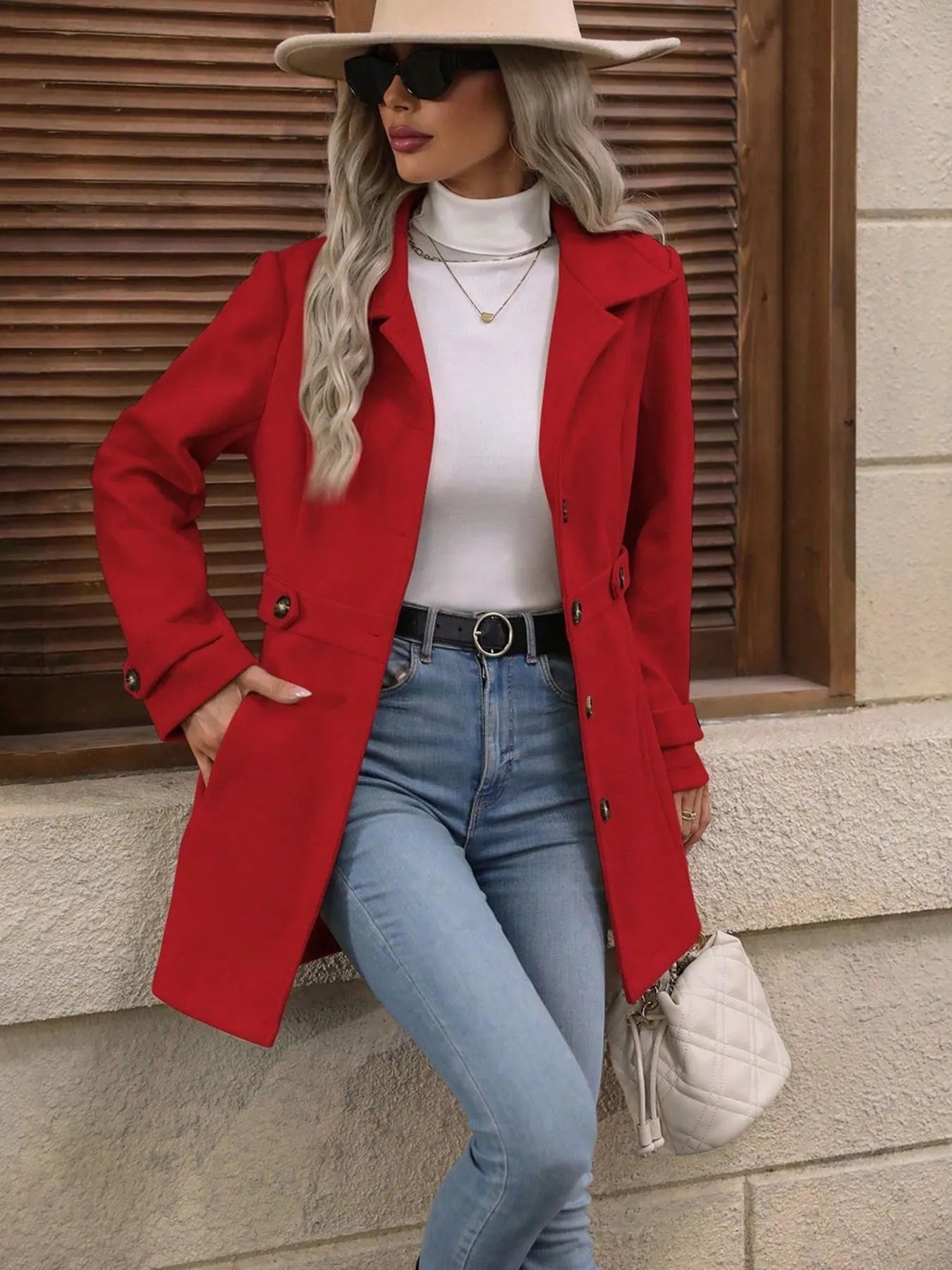 Button Up Long Sleeve Coat -  Be Bliss Boutique