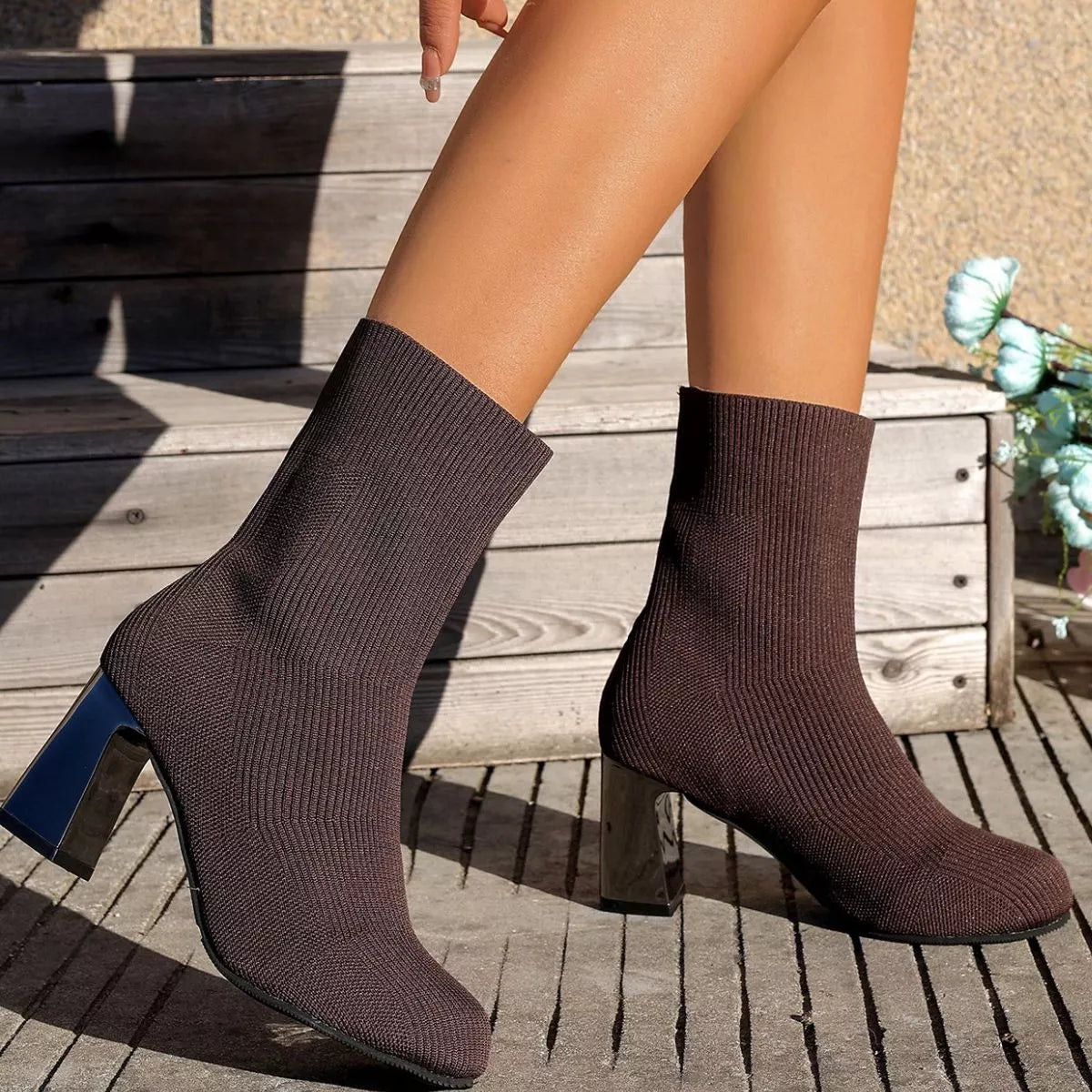 Round Toe Block Heels Boots - Be Bliss Boutique