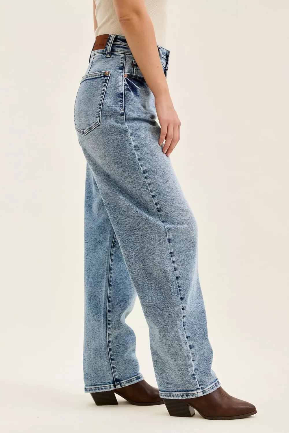 Judy Blue Full Size High Waist Marlow Arc Leg Jeans with Double Waistband - Be Bliss Boutique