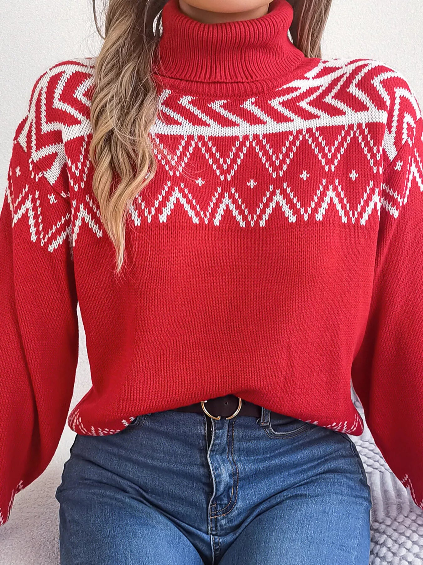 Turtleneck Dropped Shoulder Sweater - Be Bliss Boutique