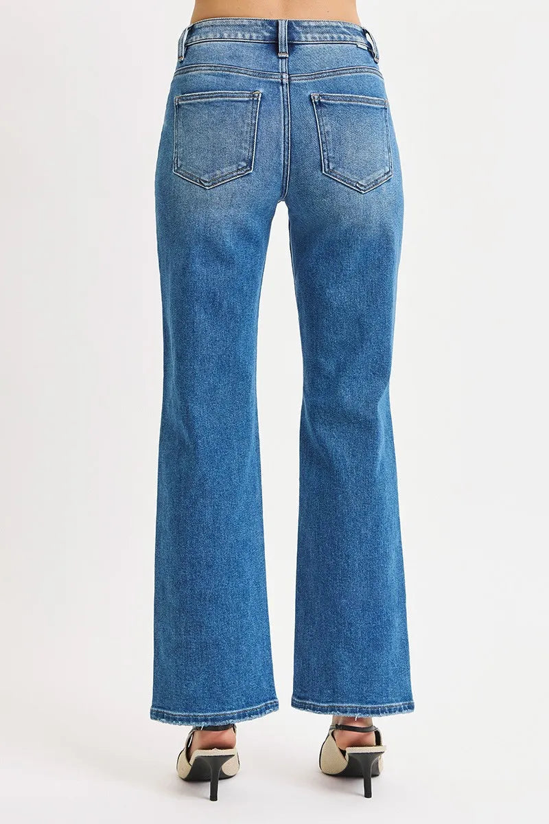 RISEN Full Size High Rise Ankle Straight Front Body Distressed Jeans Plus Size -  Be Bliss Boutique