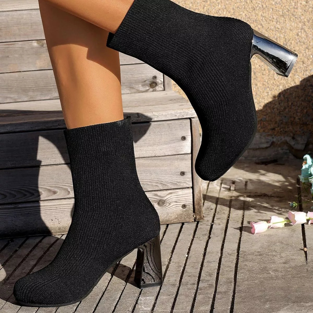 Round Toe Block Heels Boots - Be Bliss Boutique