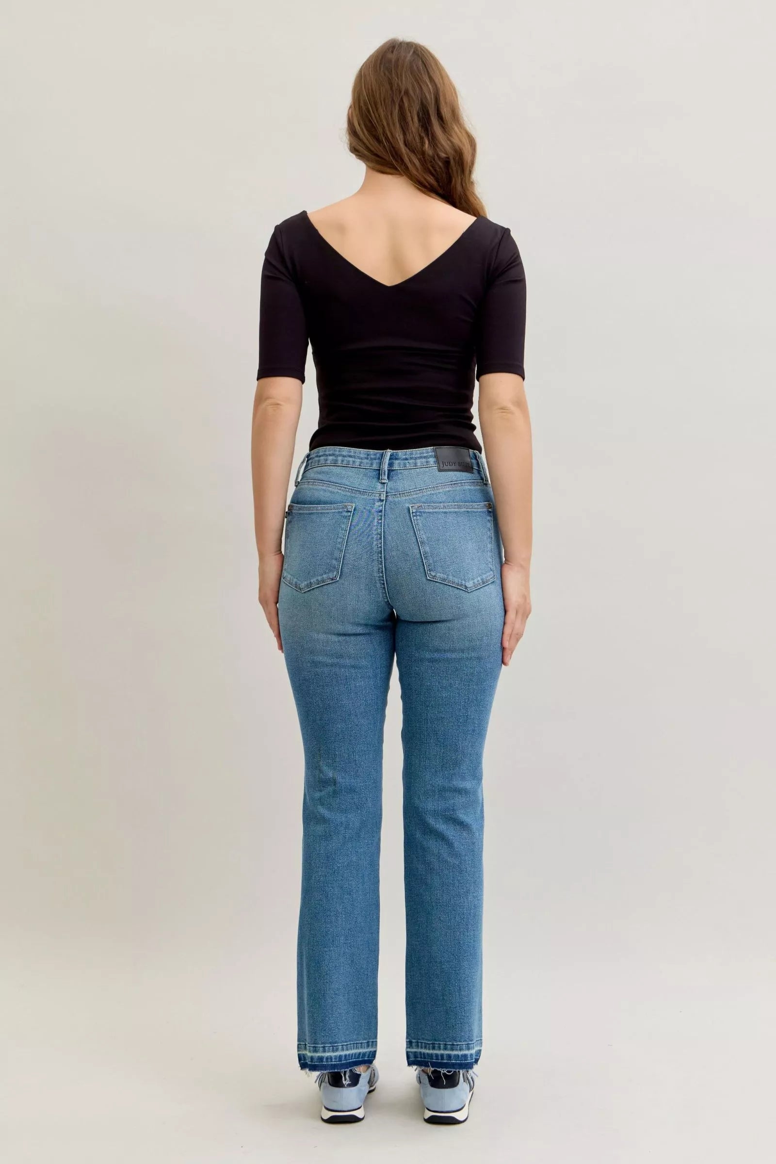 Judy Blue Jeans - Full Size Mid Rise Slim Bootcut Tummy Control Release Hem Jeans - Be Bliss Boutique