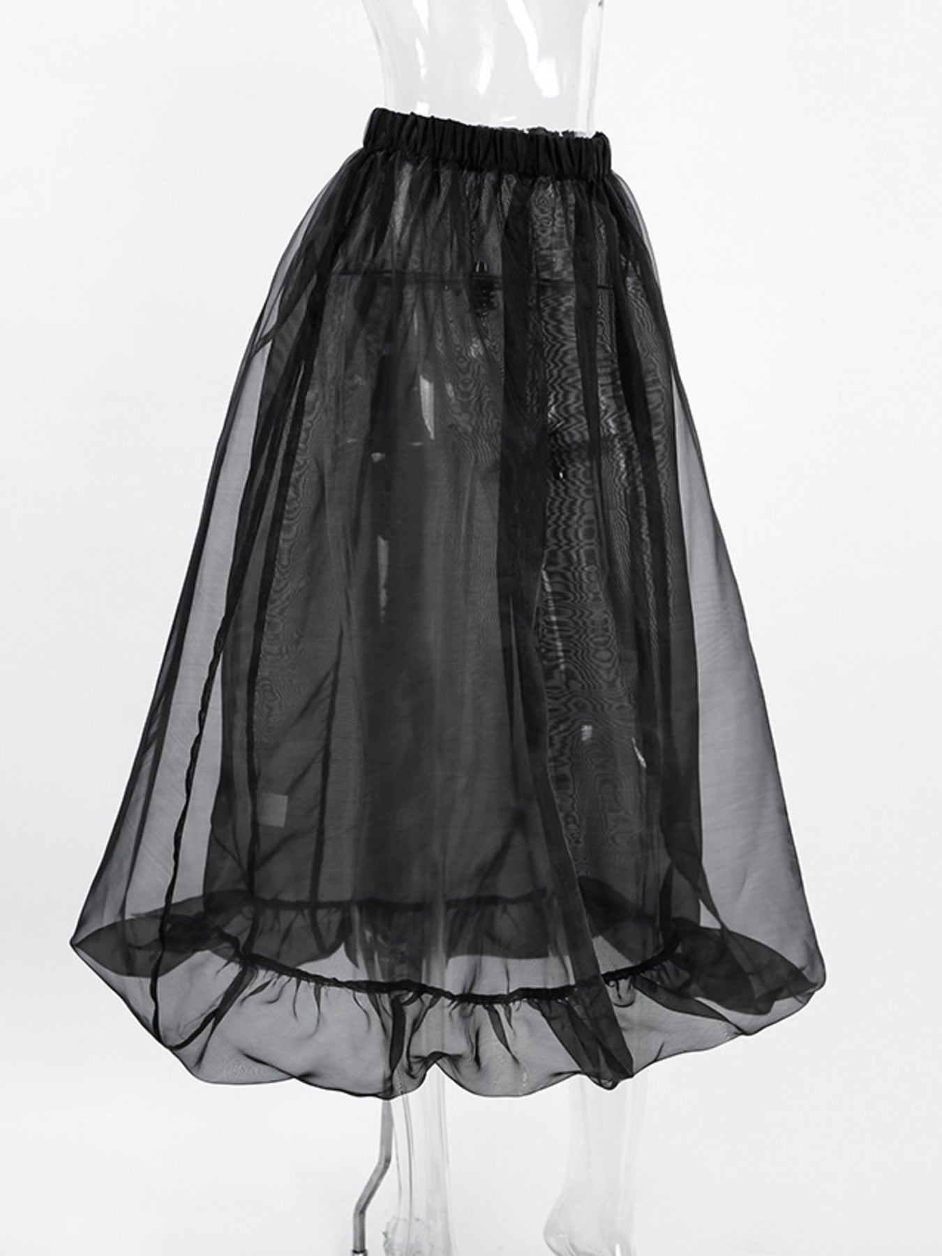 Sheer Flowy Elastic Waist Midi Skirt - Be Bliss Boutique