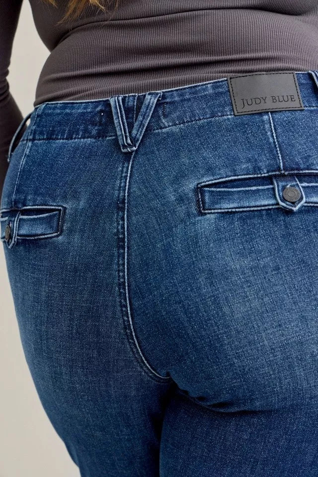 Judy Blue Full Size Mid Rise Bootcut Jeans with Welt Pockets Plus Size - Be Bliss Boutique