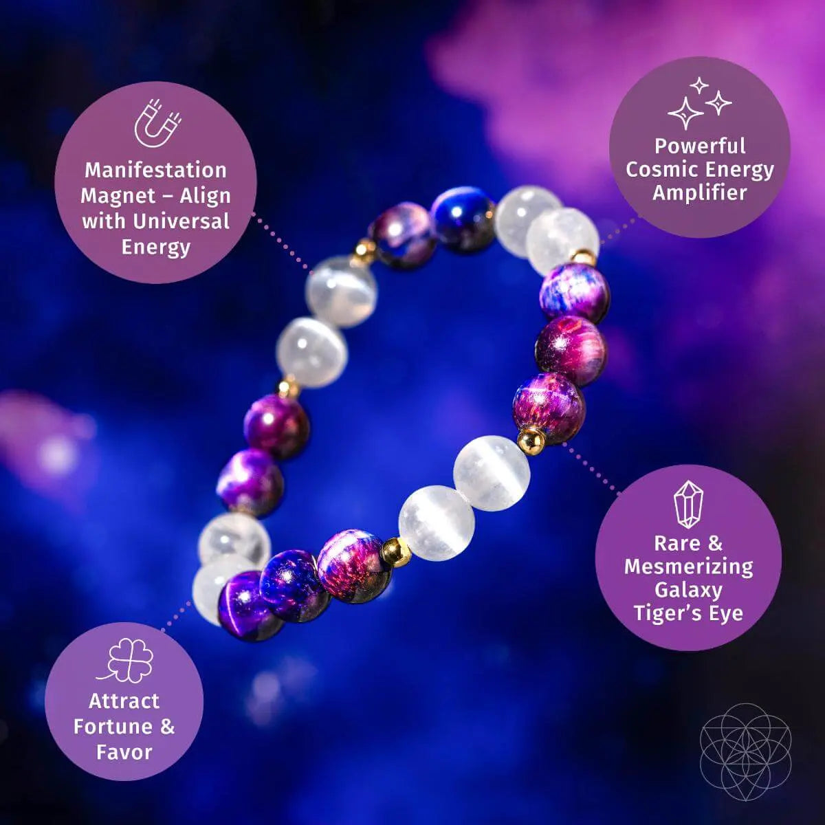 Cosmic Energy Amplifier - Galaxy Tigers Eye Bracelet - Be Bliss Boutique