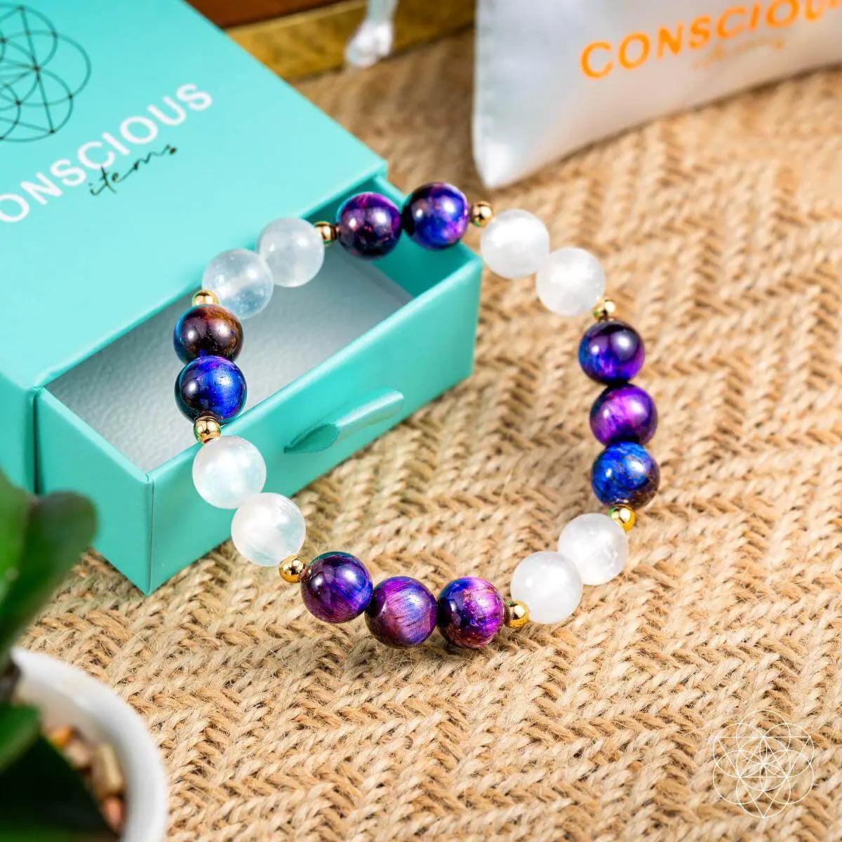 Cosmic Energy Amplifier - Galaxy Tigers Eye Bracelet - Be Bliss Boutique