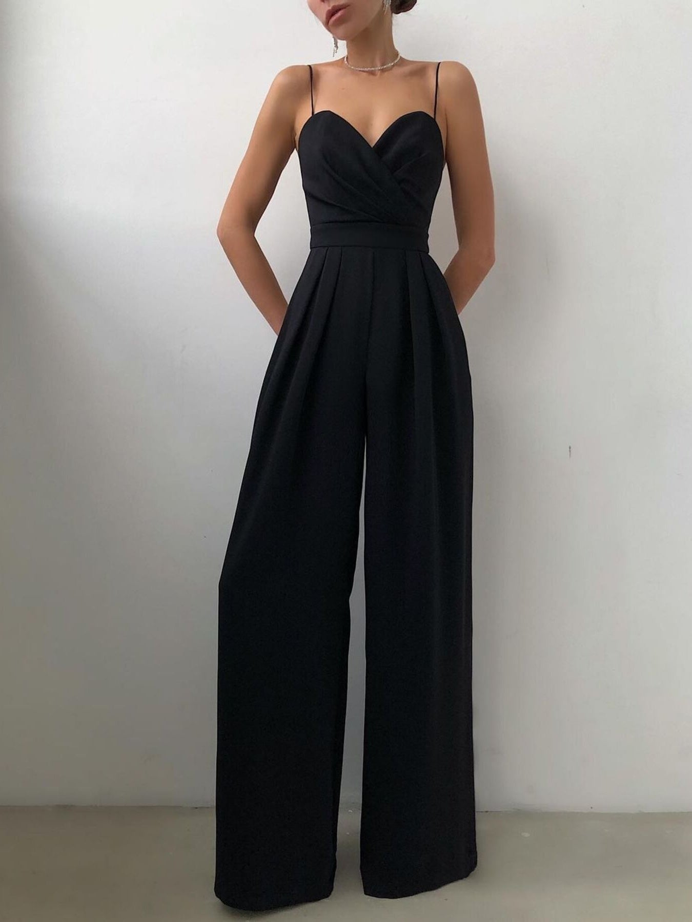 Full Size Spaghetti Strap Wide Leg Jumpsuit - Be Bliss Boutique