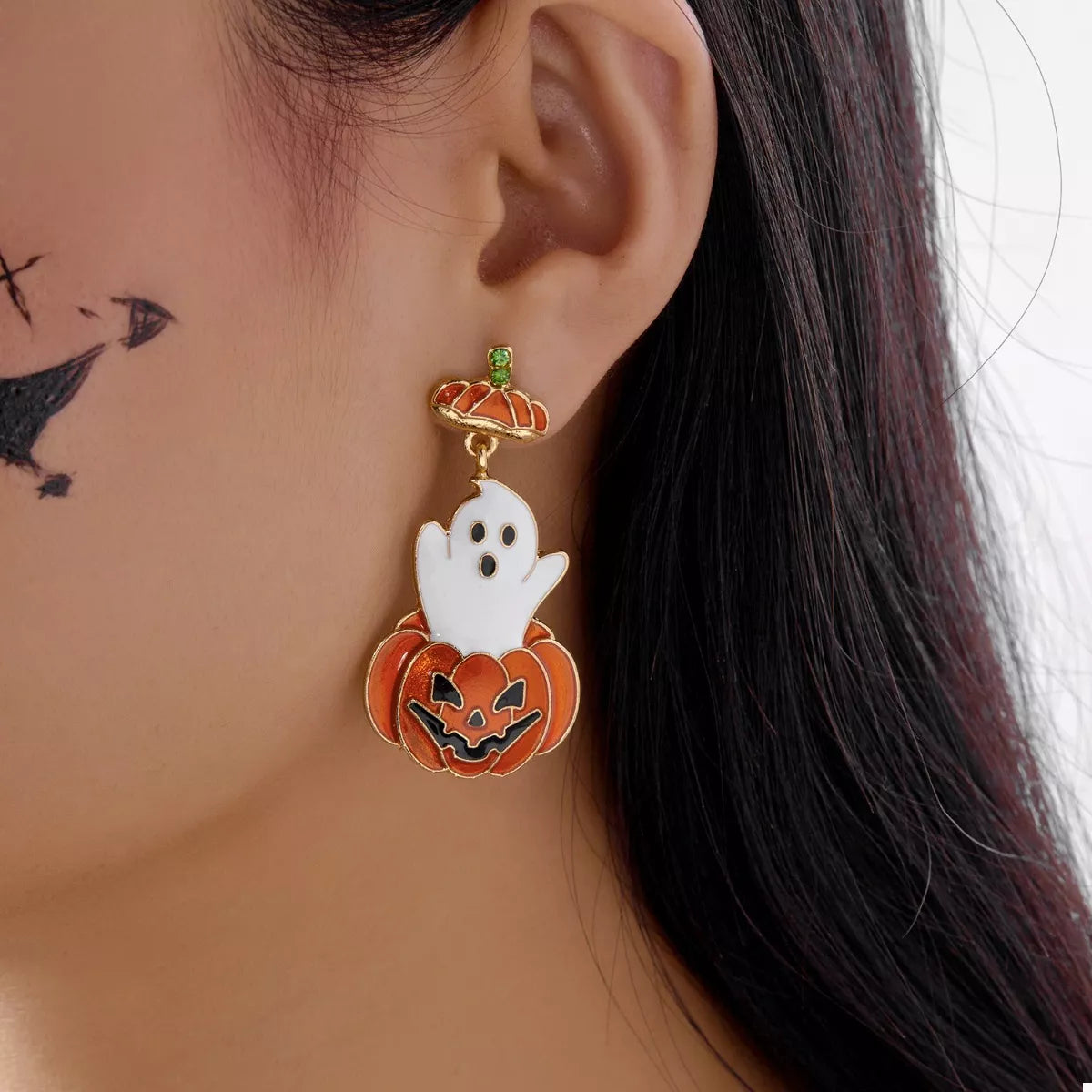 Halloween Ghost Pumpkin Dangle Earrings - Be Bliss Boutique
