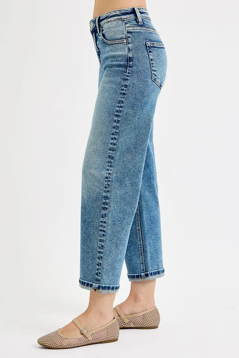 RISEN Full Size High Rise Crop Boyfriend Jeans Plus Size -  Be Bliss Boutique