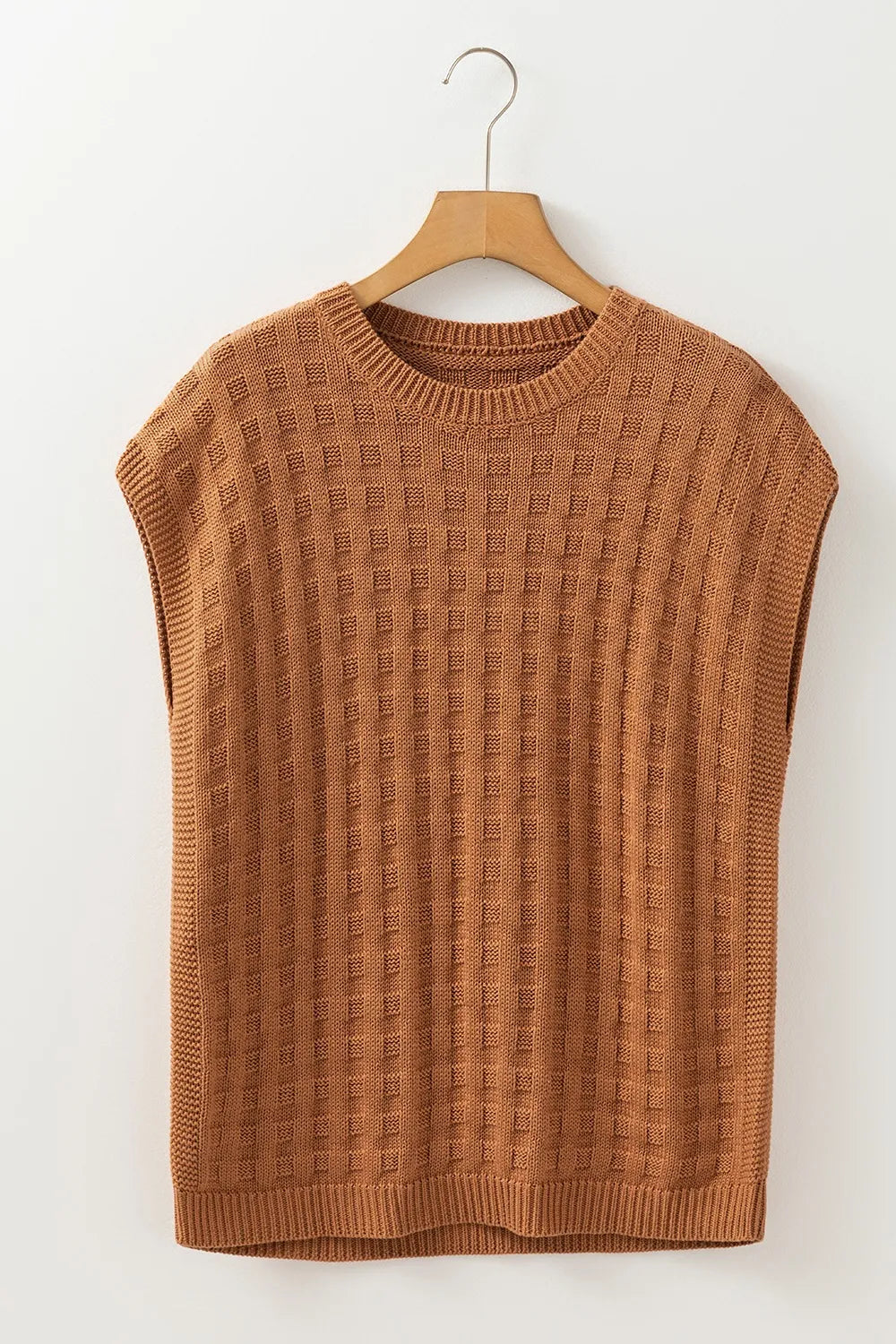 Textured Pattern Round Neck Sweater Vest -  Be Bliss Boutique