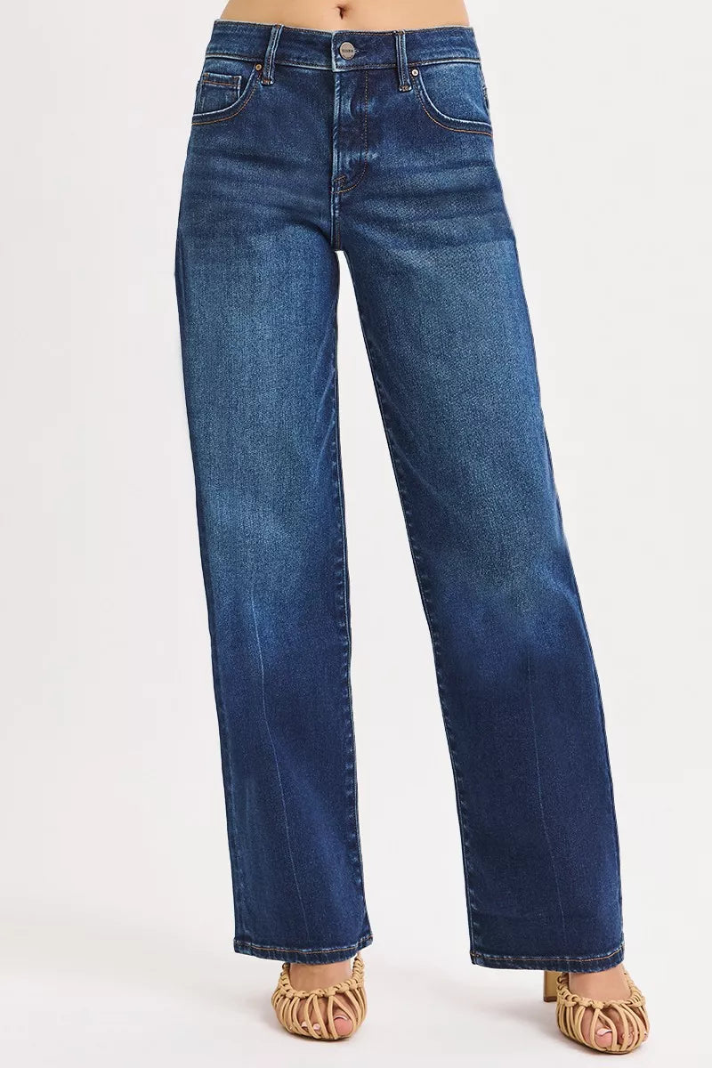 RISEN Mid Rise Wide Baggy Jeans - Be Bliss Boutique