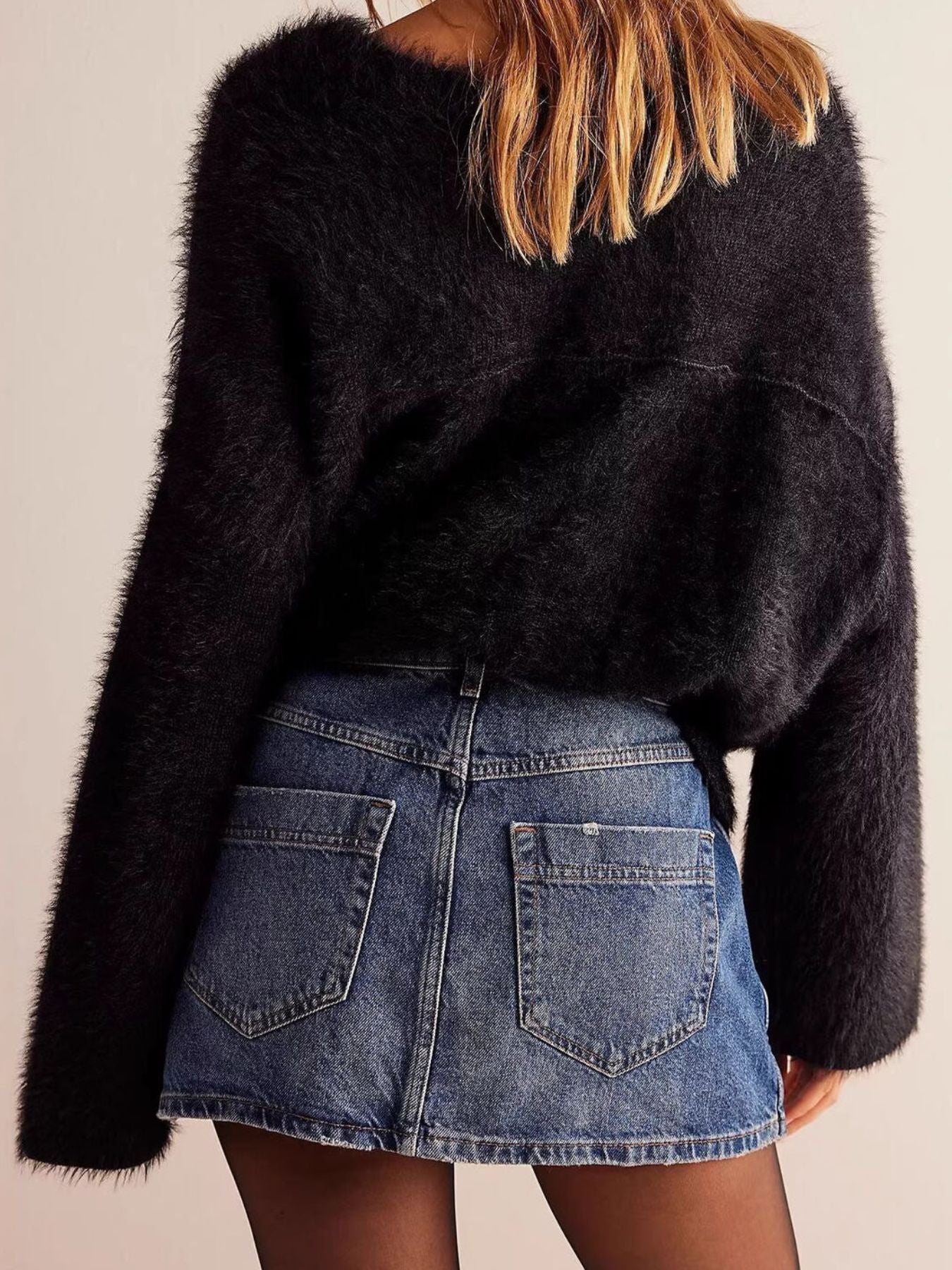 Asymmetrical Button Front Denim Skort - Be Bliss Boutique