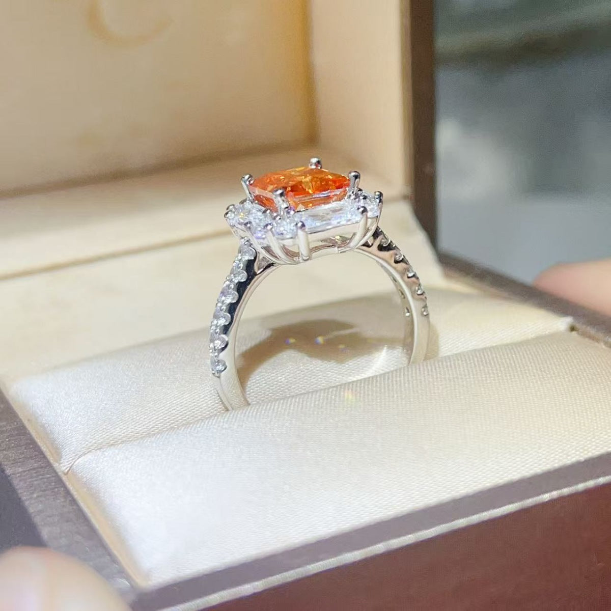 3 Carat Emerald Cut Moissanite Halo Ring - Be Bliss Boutique
