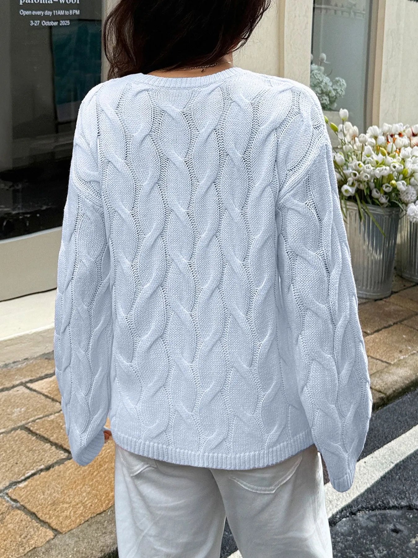 Cable Knit Long Sleeve Sweater -  Be Bliss Boutique