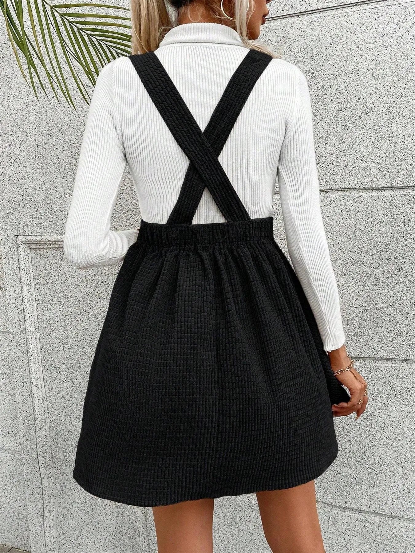 Crisscross Back Square Neck Mini Dress -  Be Bliss Boutique