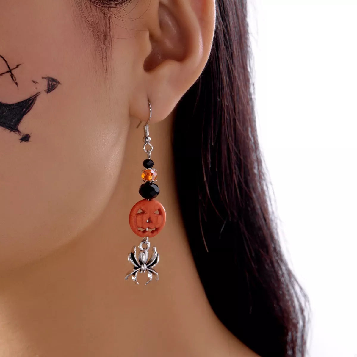 Halloween Spider Pumpkin Drop Earrings - Be Bliss Boutique