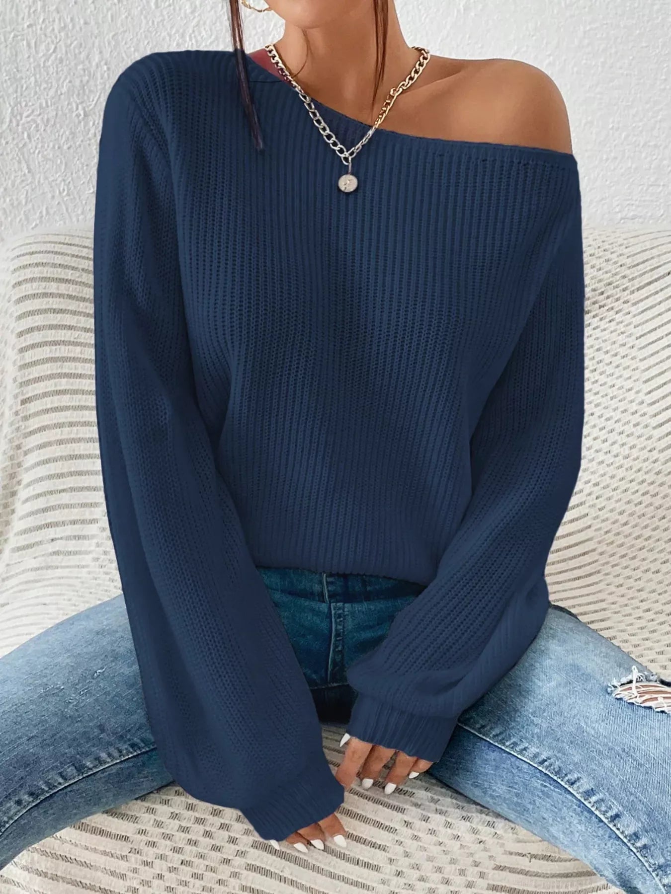 Knit One Shoulder Sweater - Be Bliss Boutique