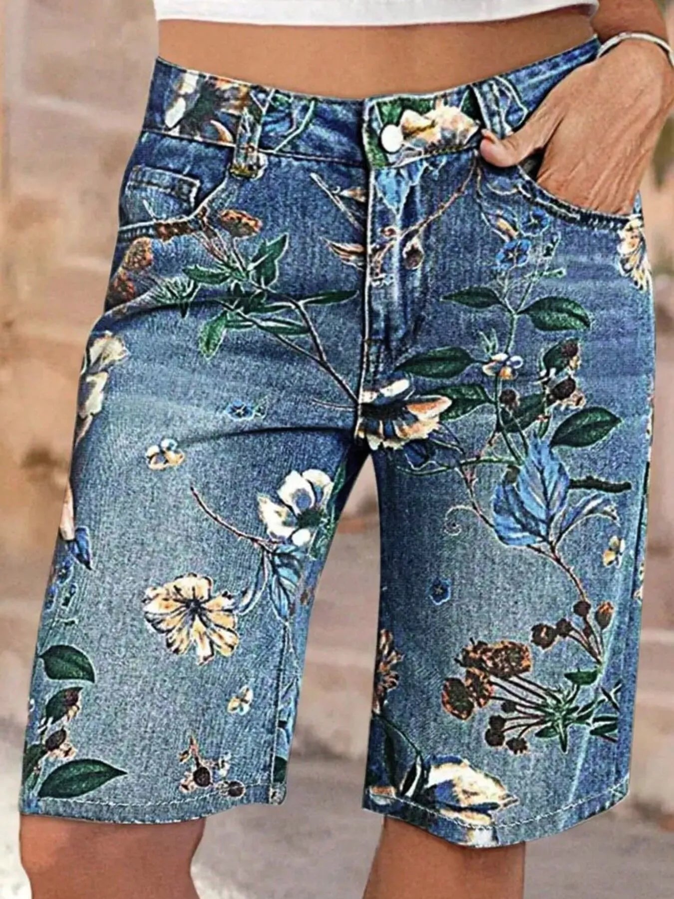 Floral Denim Shorts - Be Bliss Boutique