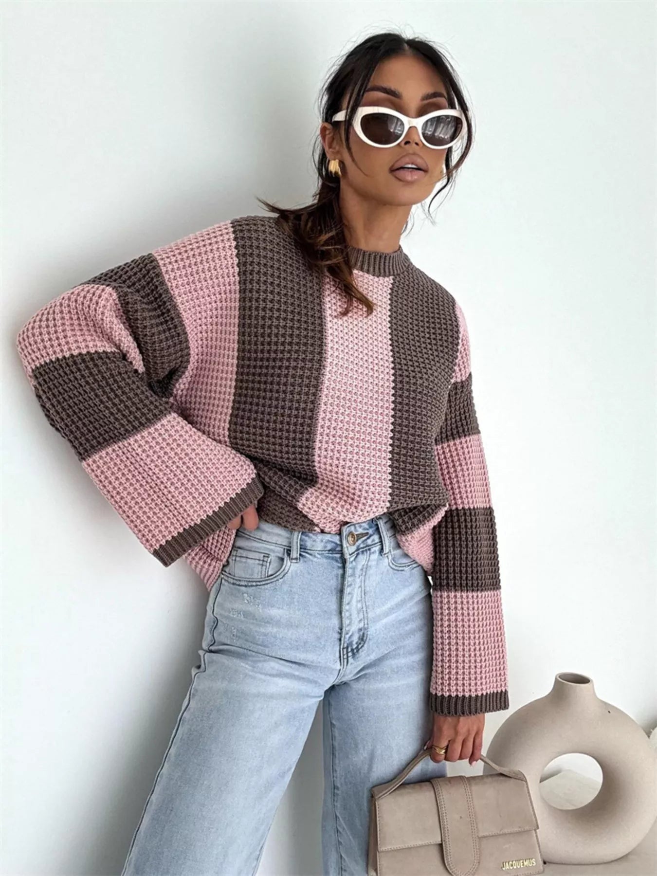 Color Block Long Sleeve Sweater -  Be Bliss Boutique