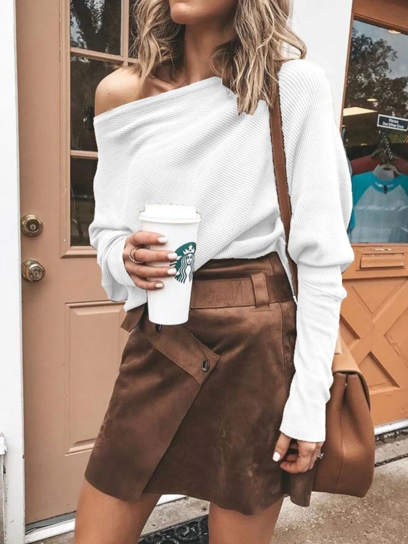 Single Shoulder Ribbed Knit Top - Be Bliss Boutique