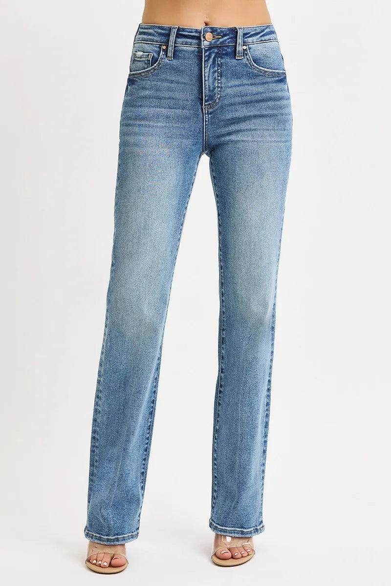 RISEN Full Size Tummy Control High Rise Straight Jeans Plus Size -  Be Bliss Boutique