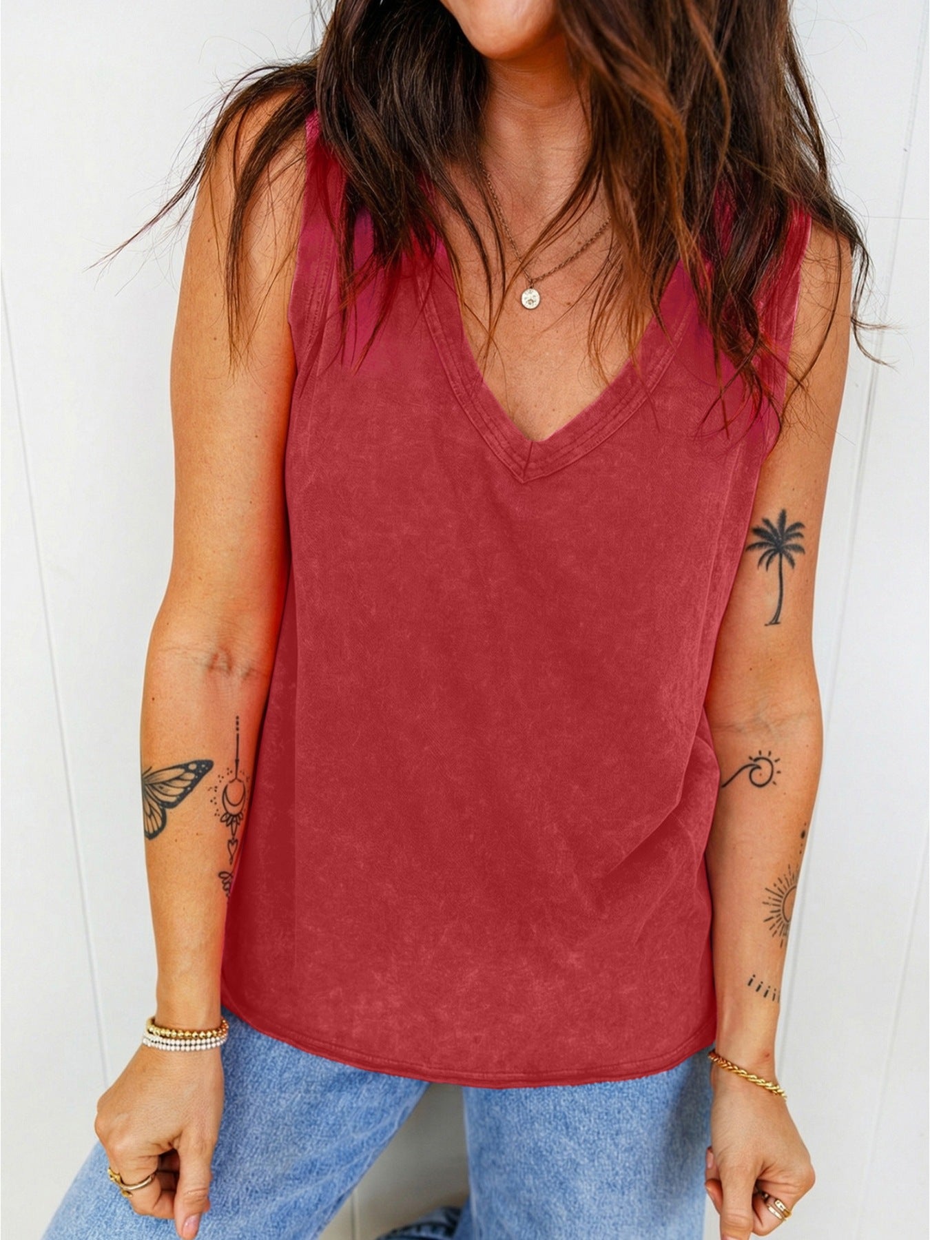 Wash V Neck Tank Top - Be Bliss Boutique