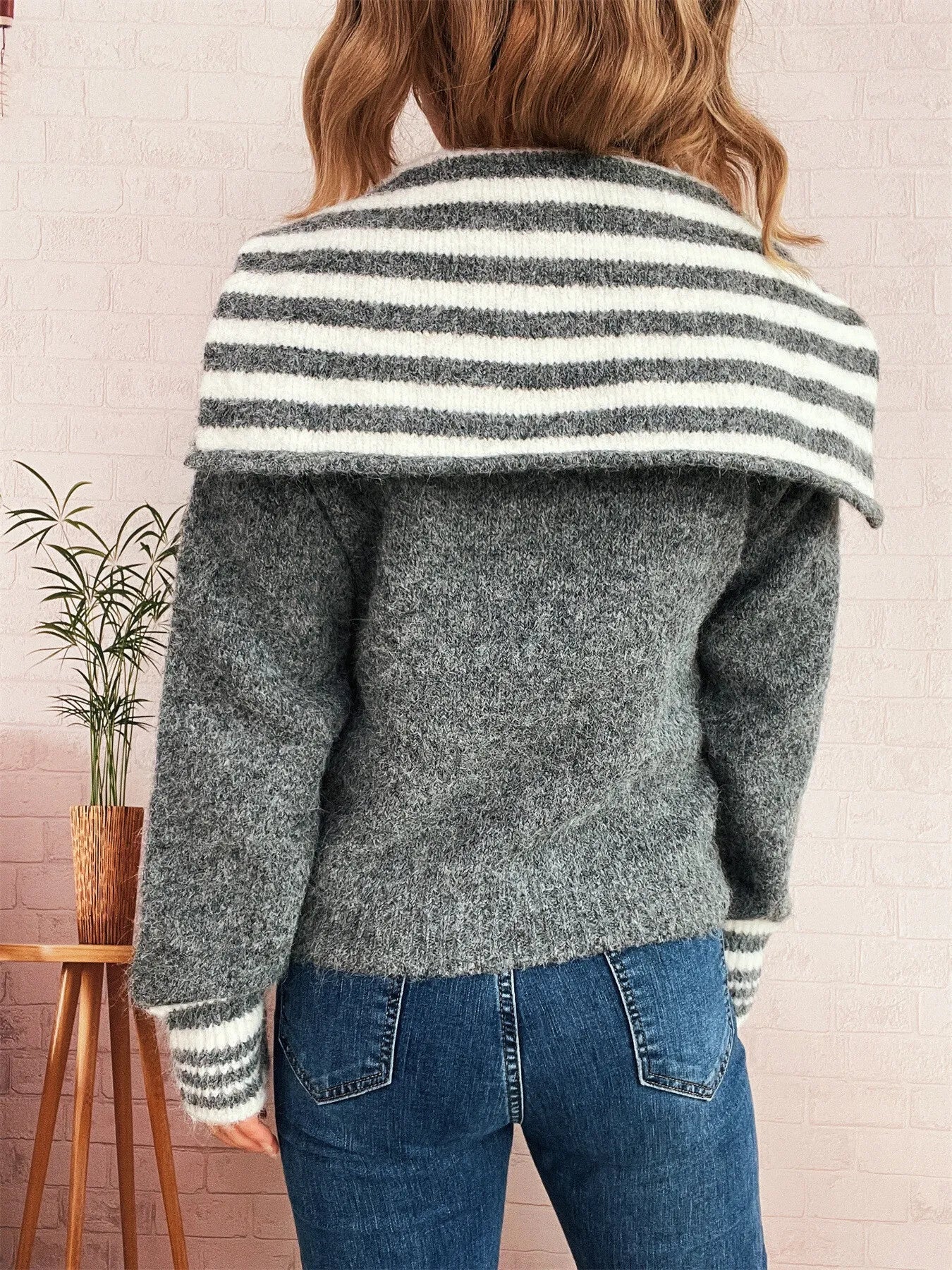 Striped Zip-Up Cardigan -  Be Bliss Boutique