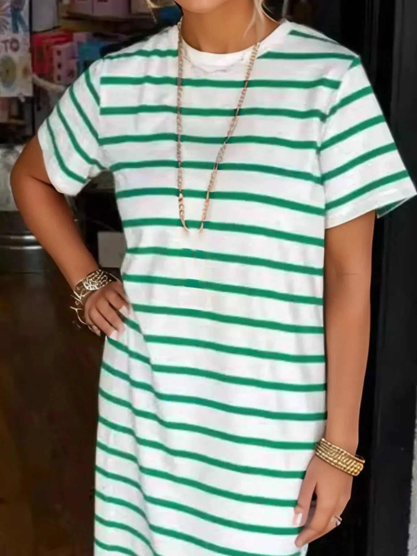 Full Size T-Shirt Striped Maxi Dress |  Be Bliss Boutique