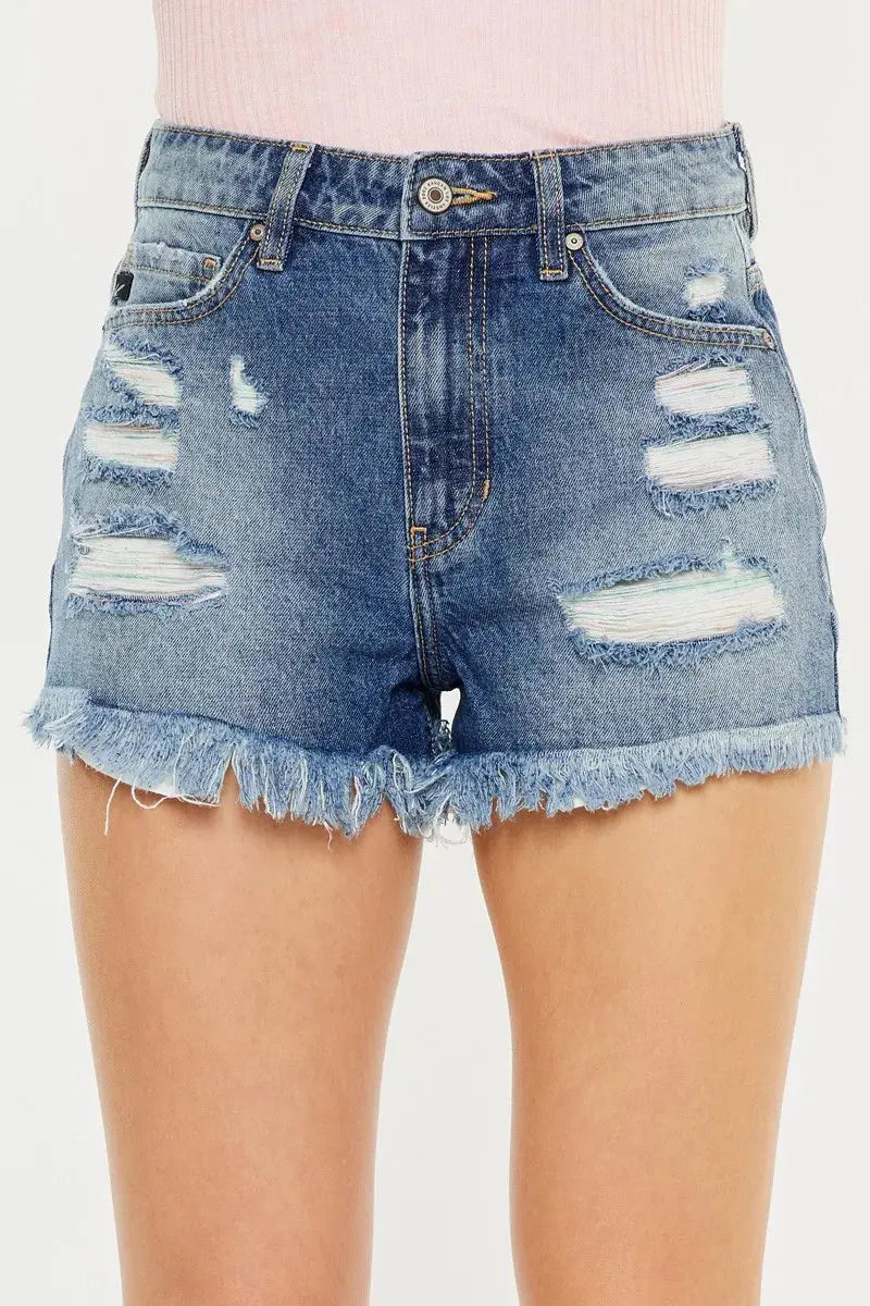 Kancan High Rise Raw Hem Denim Shorts | Be Bliss Boutique