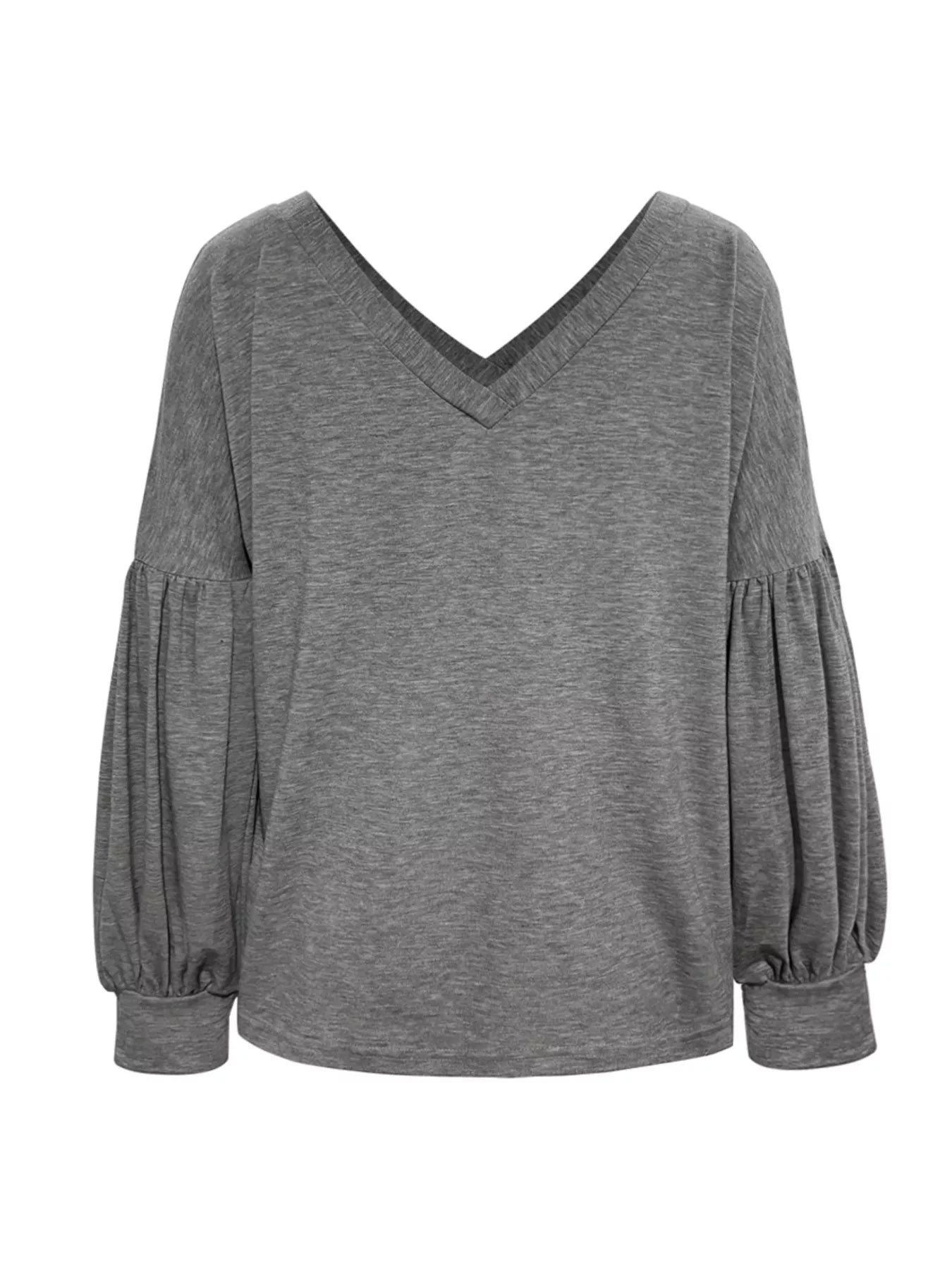 Oversized V-Neck Long Sleeve Blouse - Be Bliss Boutique