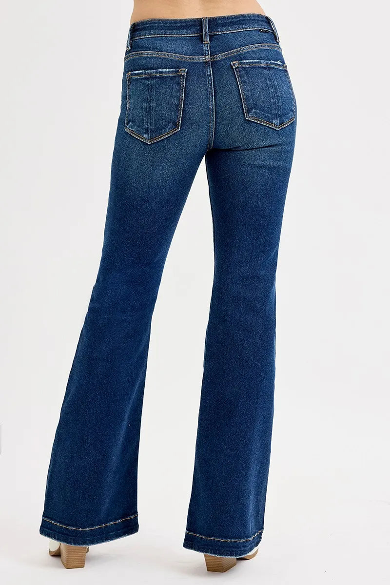 RISEN Full SIze Tummy Control Mid Rise Flare Jeans Plus SIze -  Be Bliss Boutique