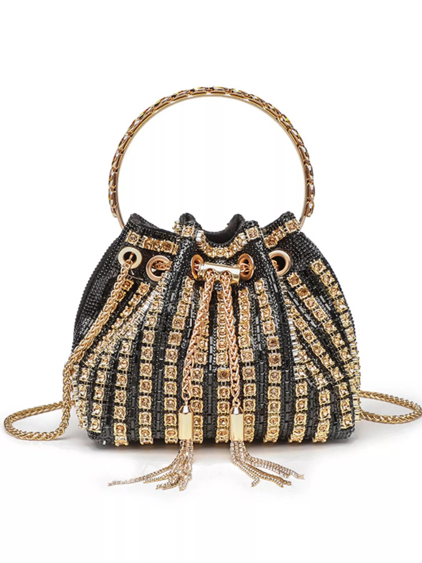 Bucket Style Rhinestone Crossbody Bag - Be Bliss Boutique
