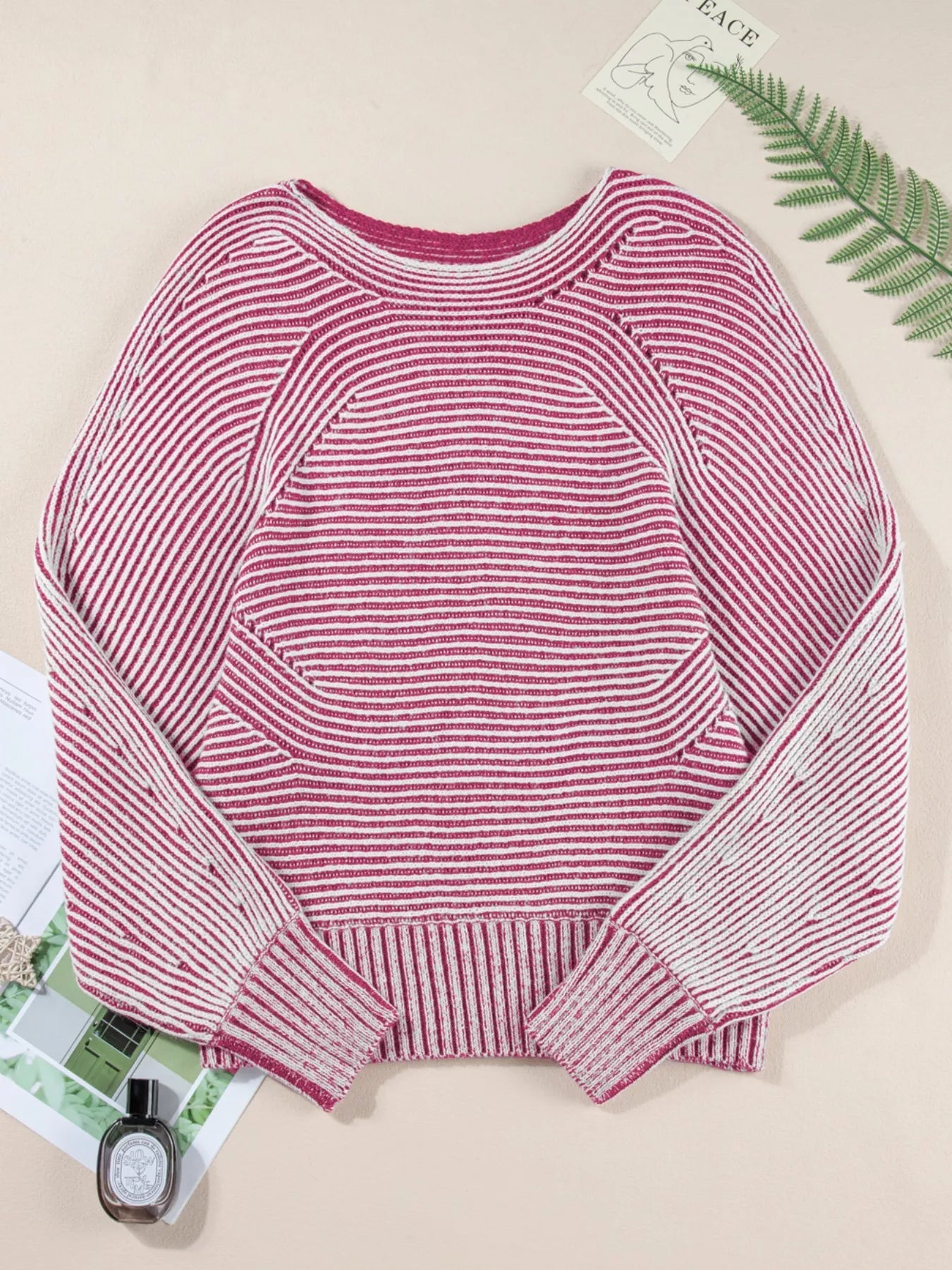 Striped Boat Neck Casual Sweater -  Be Bliss Boutique