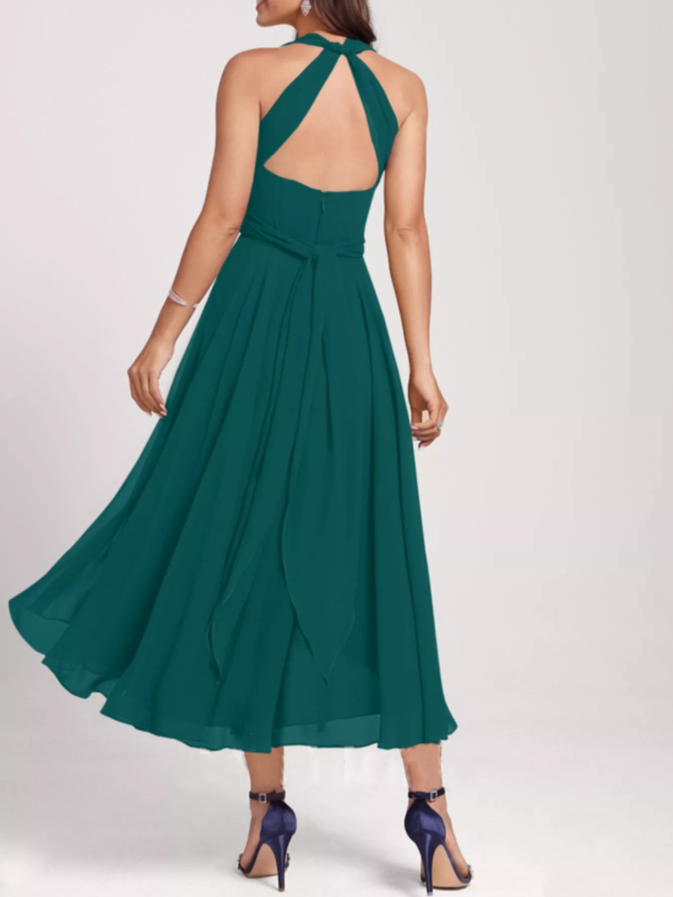 Ruched Crisscross A Line Midi Dress - Be Bliss Boutique