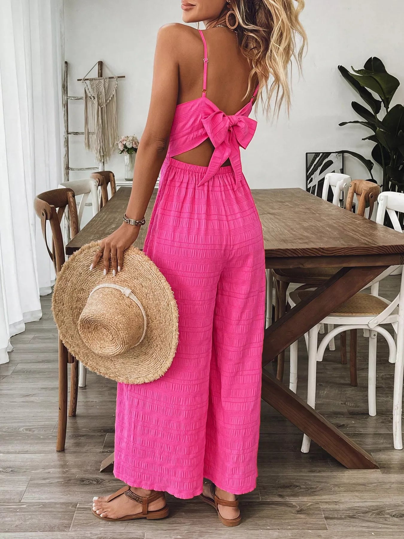 Bow Back Sleeveless Wide Leg Jumpsuit - Be Bliss Boutique