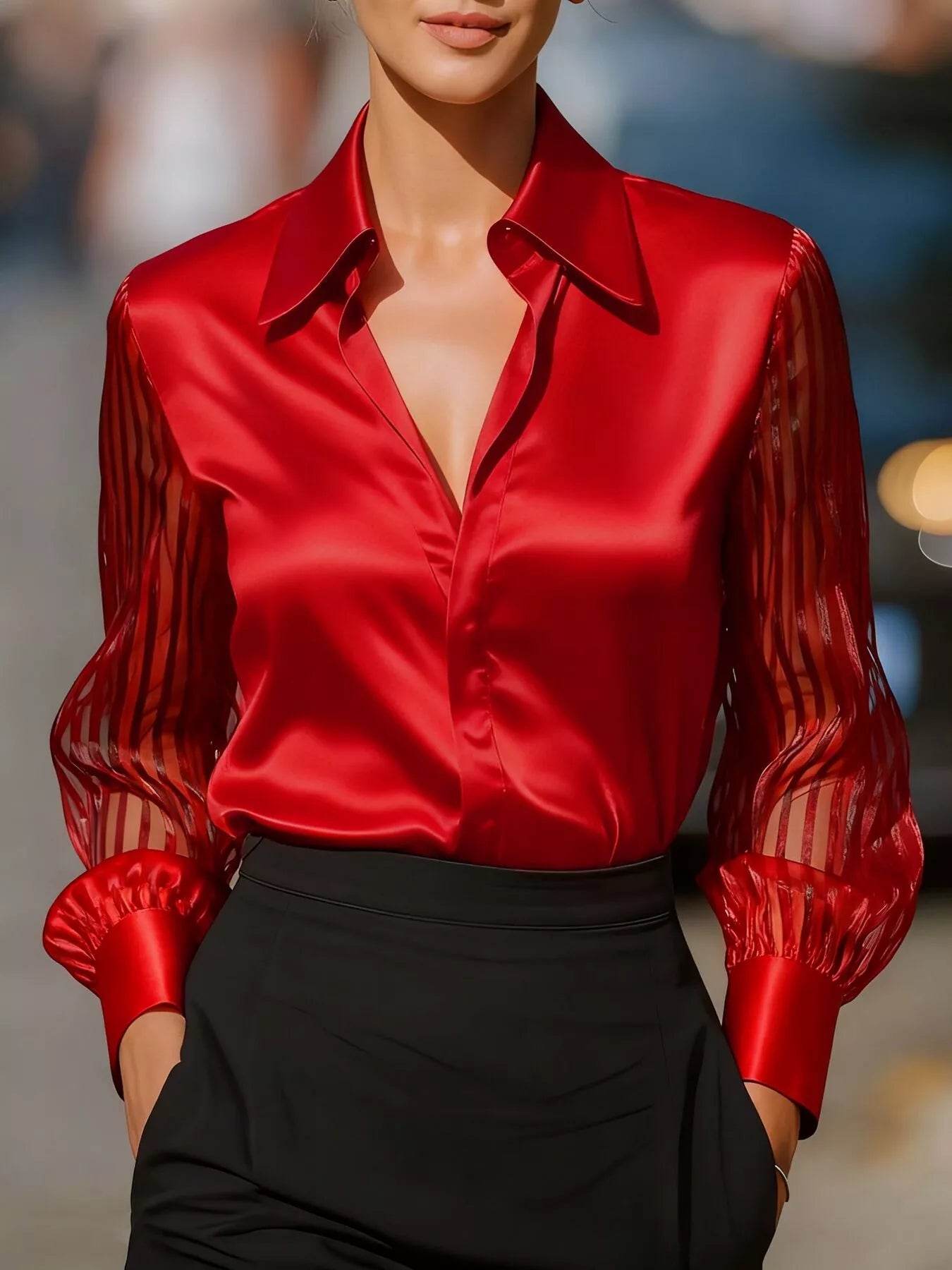 Striped Sheer Long Sleeve Shirt - Be Bliss Boutique