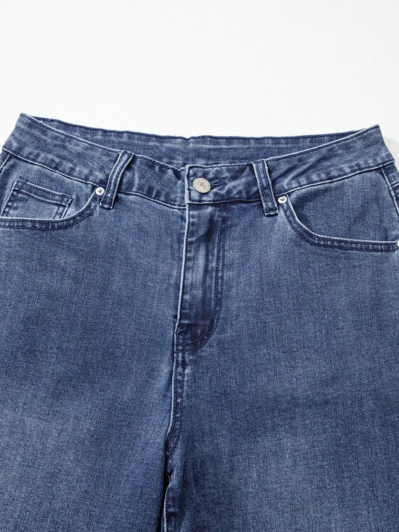 High Waist Button Zip Flare Leg Jeans - Be Bliss Boutique