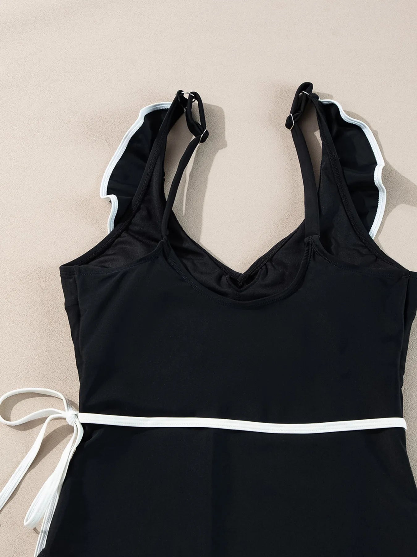 Ruffle Trim V Neck One Piece Swimsuit - Be Bliss Boutique