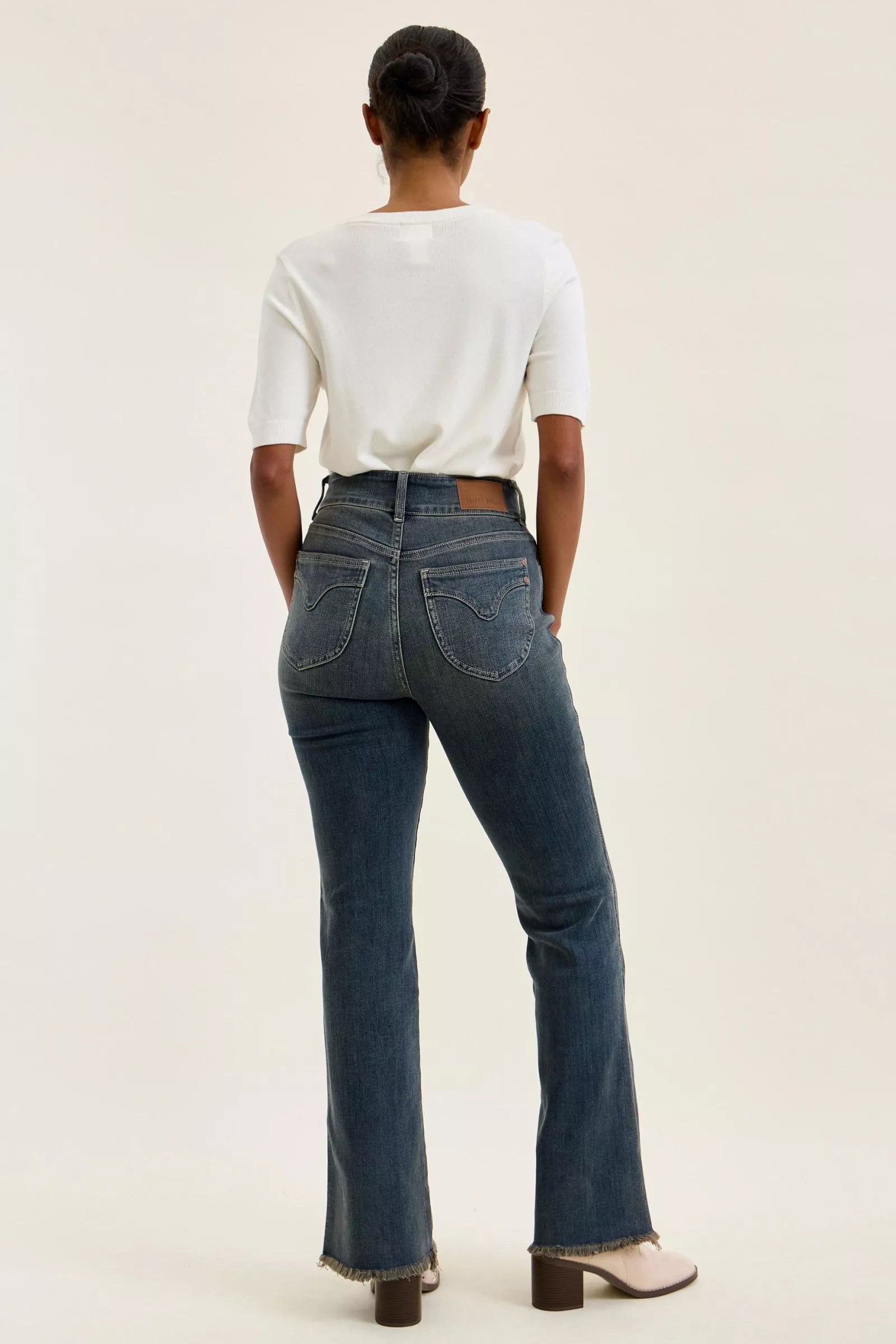 Judy Blue Double Button High Waist Frayed Hem Jeans - Be Bliss Boutique