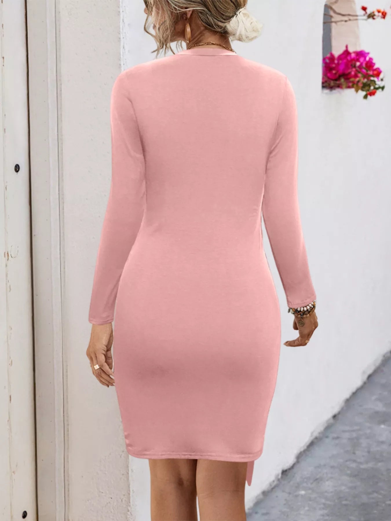 Round Neck Long Sleeve Bodycon Dress - Be Bliss Boutique